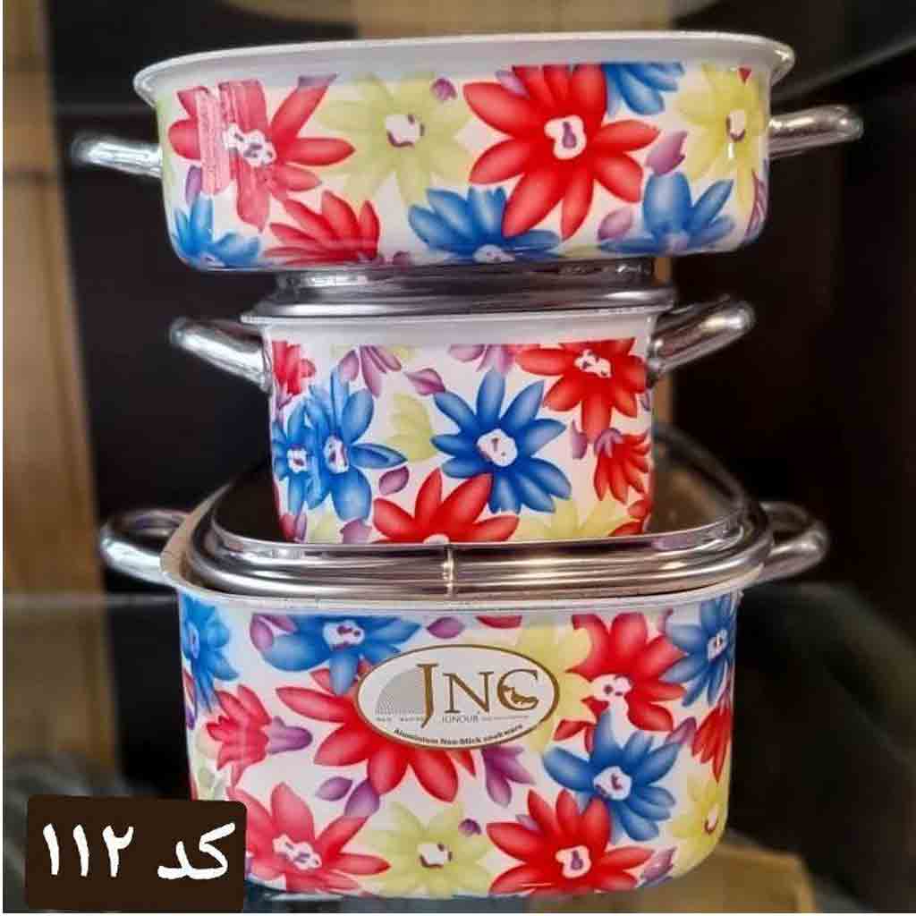 سرویس قابلمه گلدار مربع کوچک