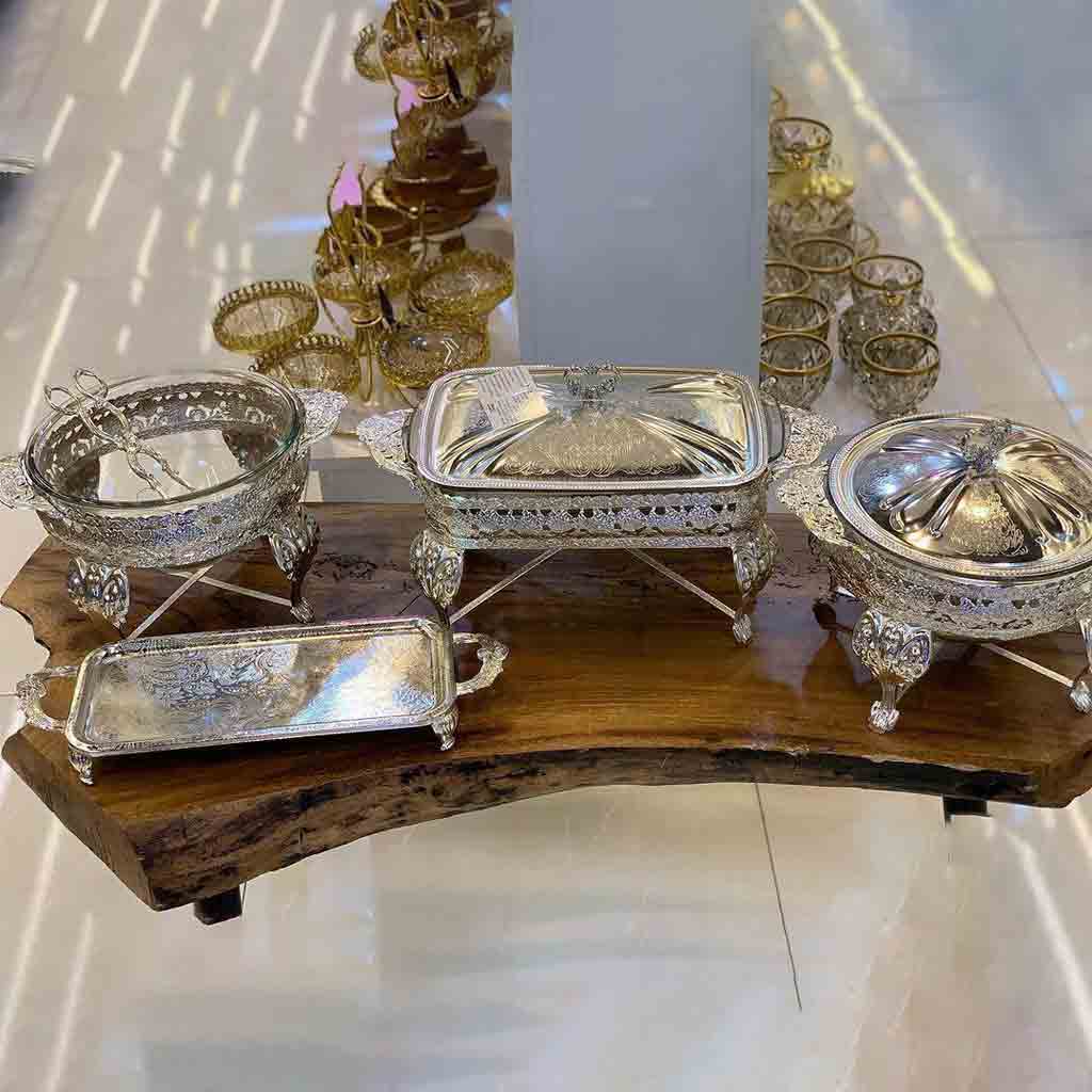 ست سوفله خوری 4عددی دیانا نقره ای با دیس کباب