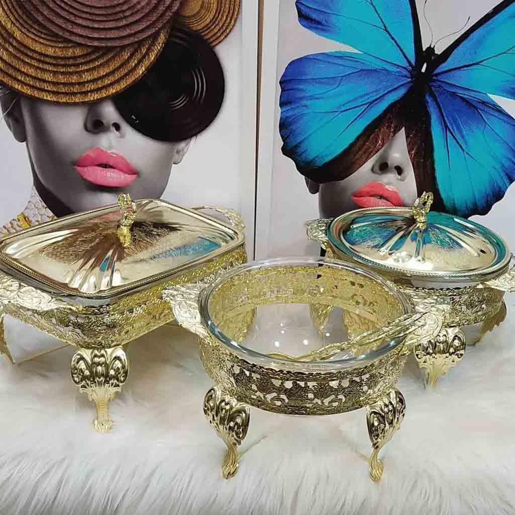 ست سوفله خوری دیانا 4 عددی طلایی با دیس کباب