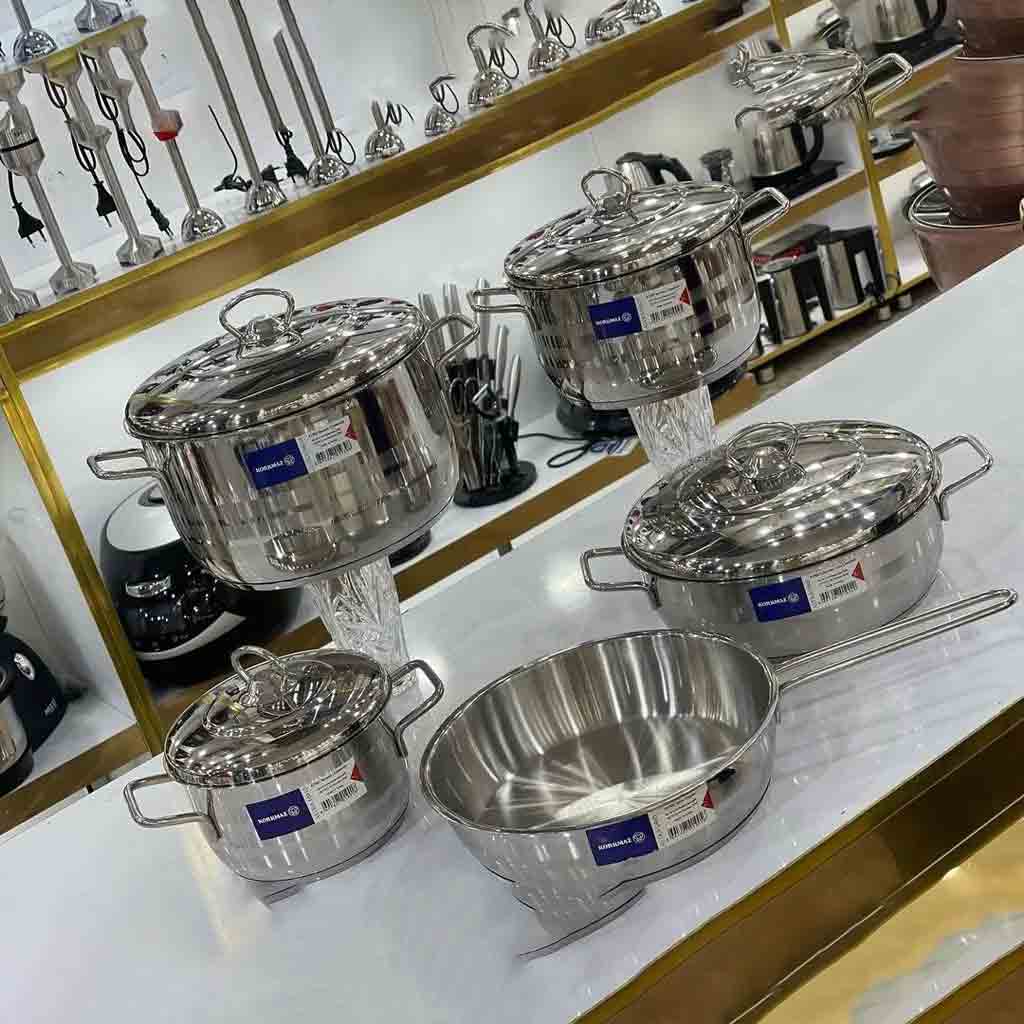 سرویس قابلمه استیل کرکماز ۹پارچه مدل آسترا درب استیل