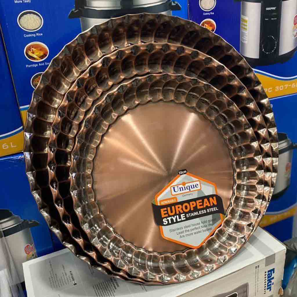 سرویس سینی استیل 3پارچه طرح کنگره