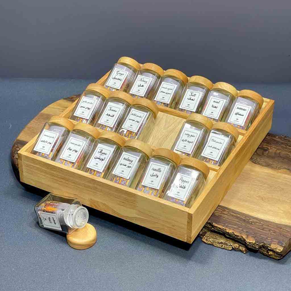 جاادویه داخل کشویی 18عددی شیشه مربع