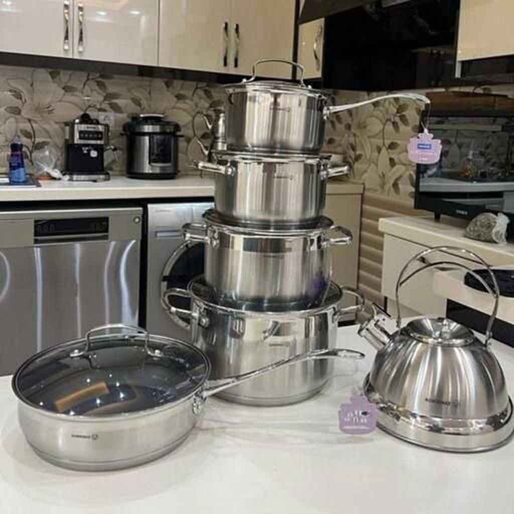 سرویس قابلمه استیل 12 پارچه کرکماز