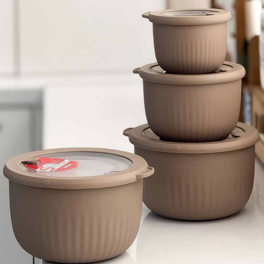 ظرف نگهداری شیاردار لیمون  رنگ موکا کد 2233