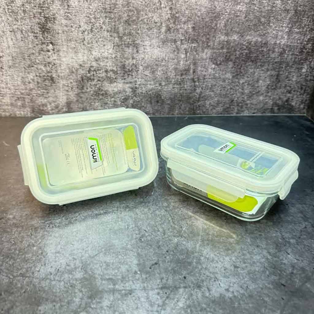 ظرف شیشه ای مستطیل 400 میلی لیتر لیمون  کد 1804