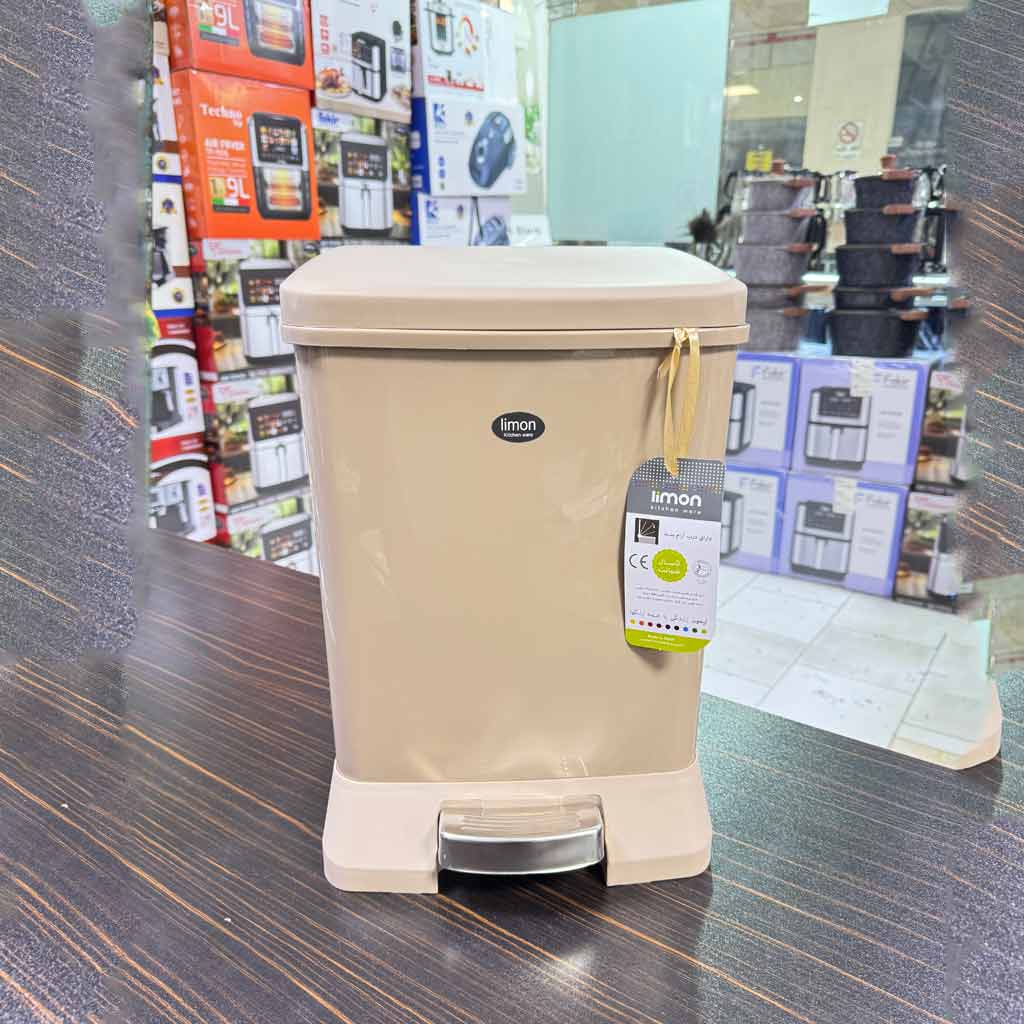 سطل زباله پدالی لیمون آرام بند چهارگوش 12 لیتری کد 1628